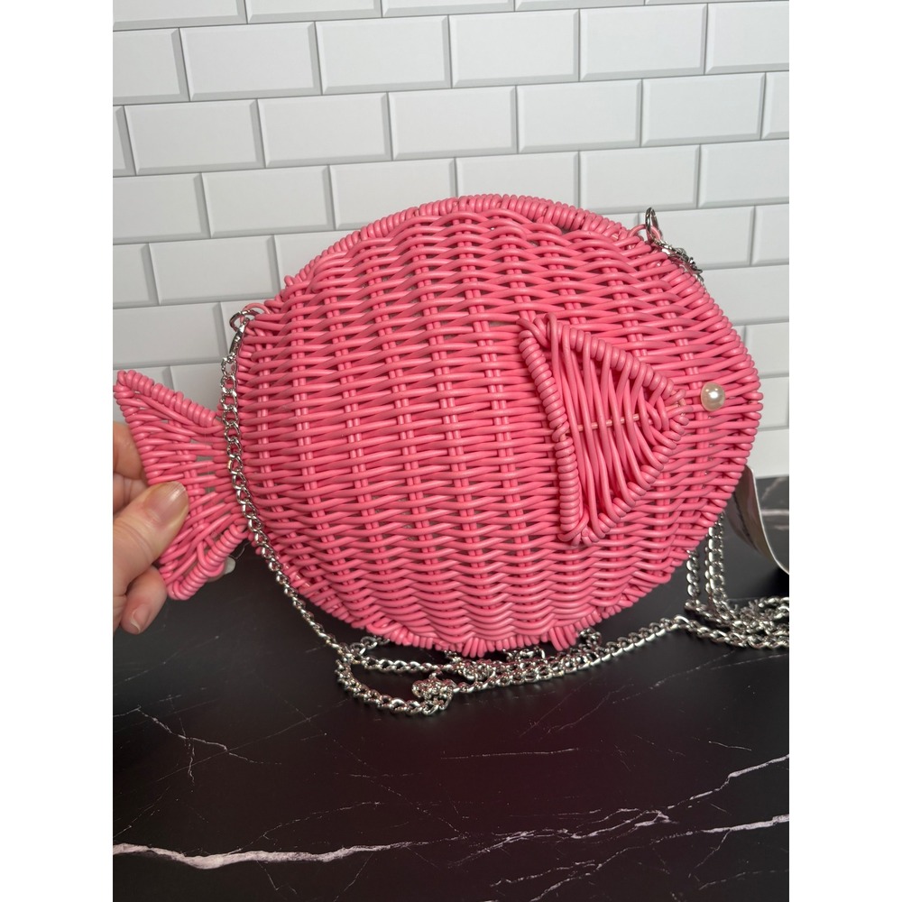 Tommy Bahama Pink Fish Wicker Crossbody Bag‎ Novelty Tropical Purse WW0008 NWT